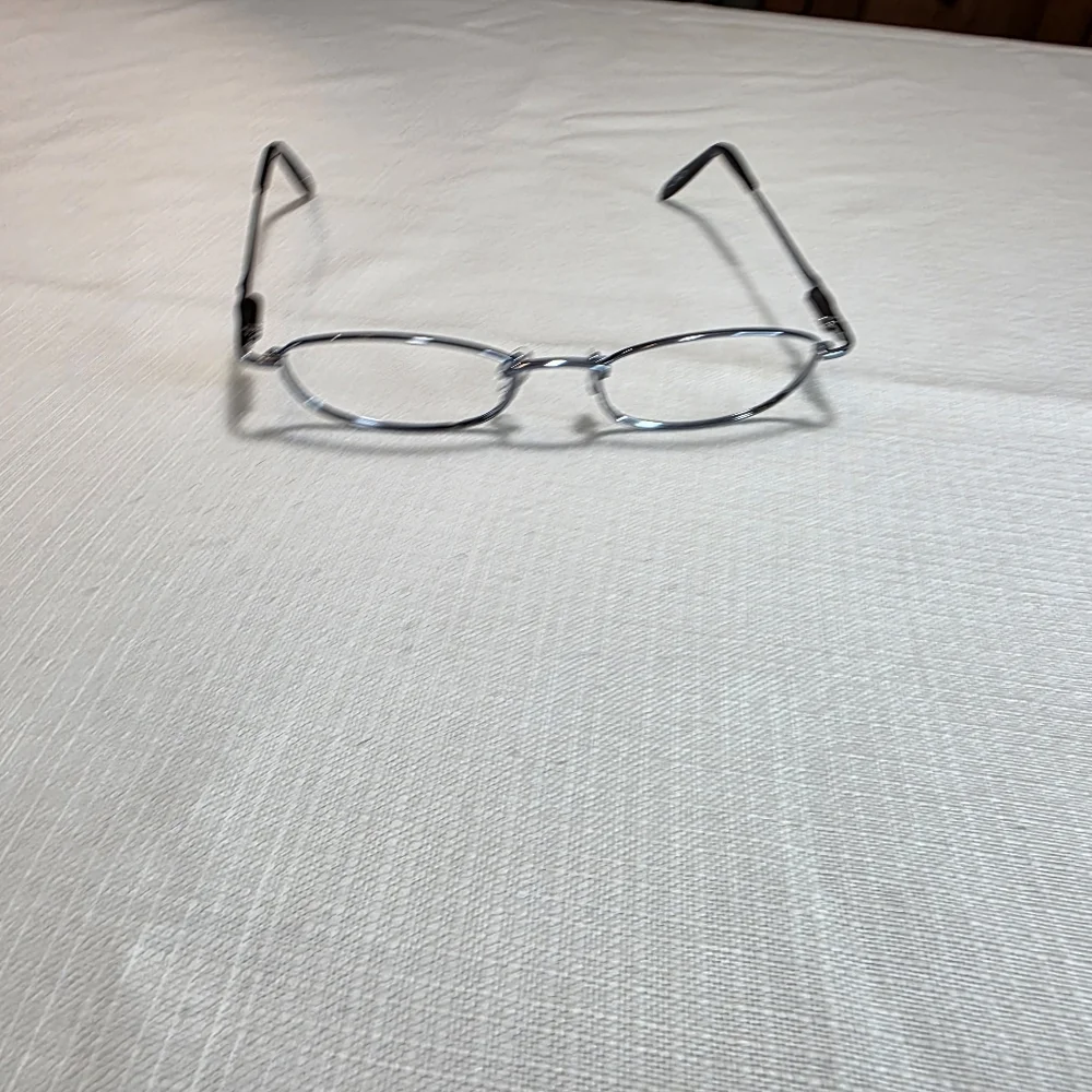 Vintage OP Blue And Silver Oval Metal Glasses Frame EUC